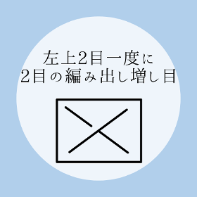 棒針編み【左上2目一度に2目の編み出し増し目】の編み方をイラストで解説！