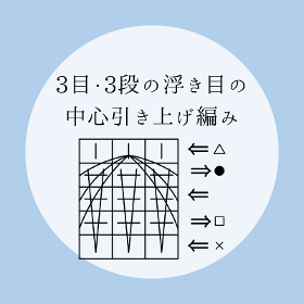 棒針編み【3目・3段の浮き目の中心引き上げ編み】の編み方をイラストで解説！