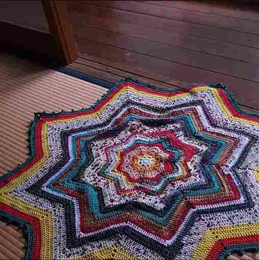 残りコットン糸と100均で気に入った糸を買って作った星形のやつ。用途もよくわからずどうするかなと思ってたら、友達がもらってくれた。